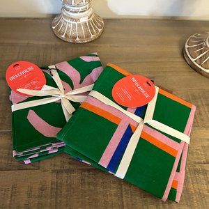 NWT Opalhouse 4 pc Flour Sack Green Blue & Pink Kitchen Towels